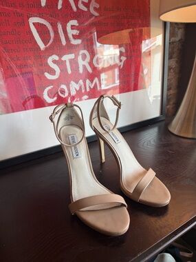 Steve Madden Nude Tan Ankle-Strap Stiletto Heels
